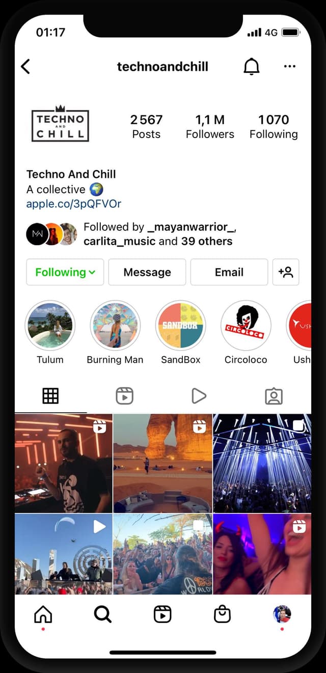 Our Instagram page for techno parties.